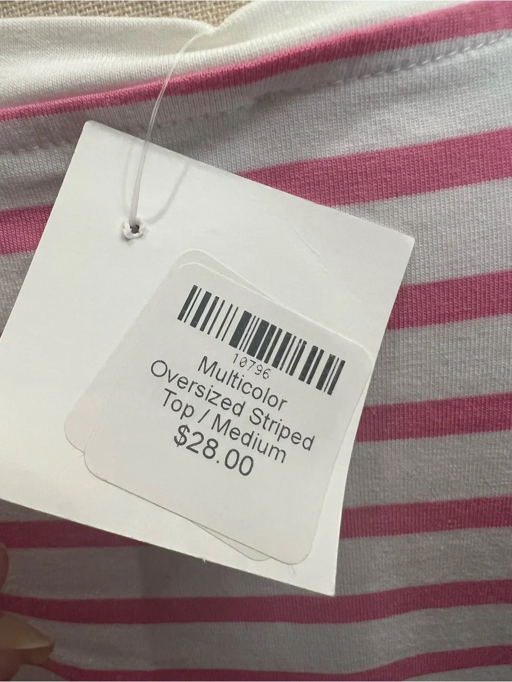 Women's Oversized Striped Tunic - Pink, Green & Blue - Picture 5 of 5